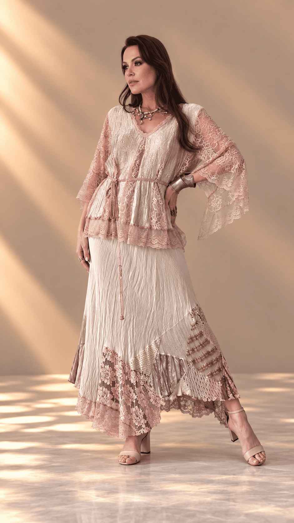 conjunto de saia rose renda entremeios - Imagem 6