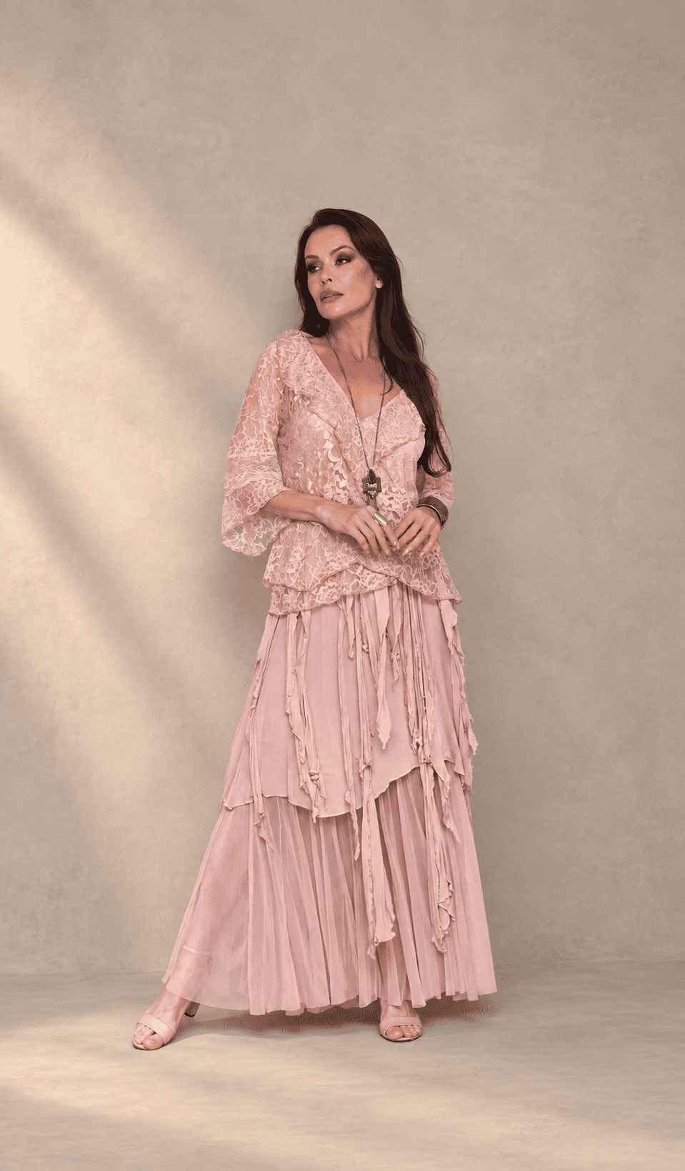 conjunto saia crepe pontas