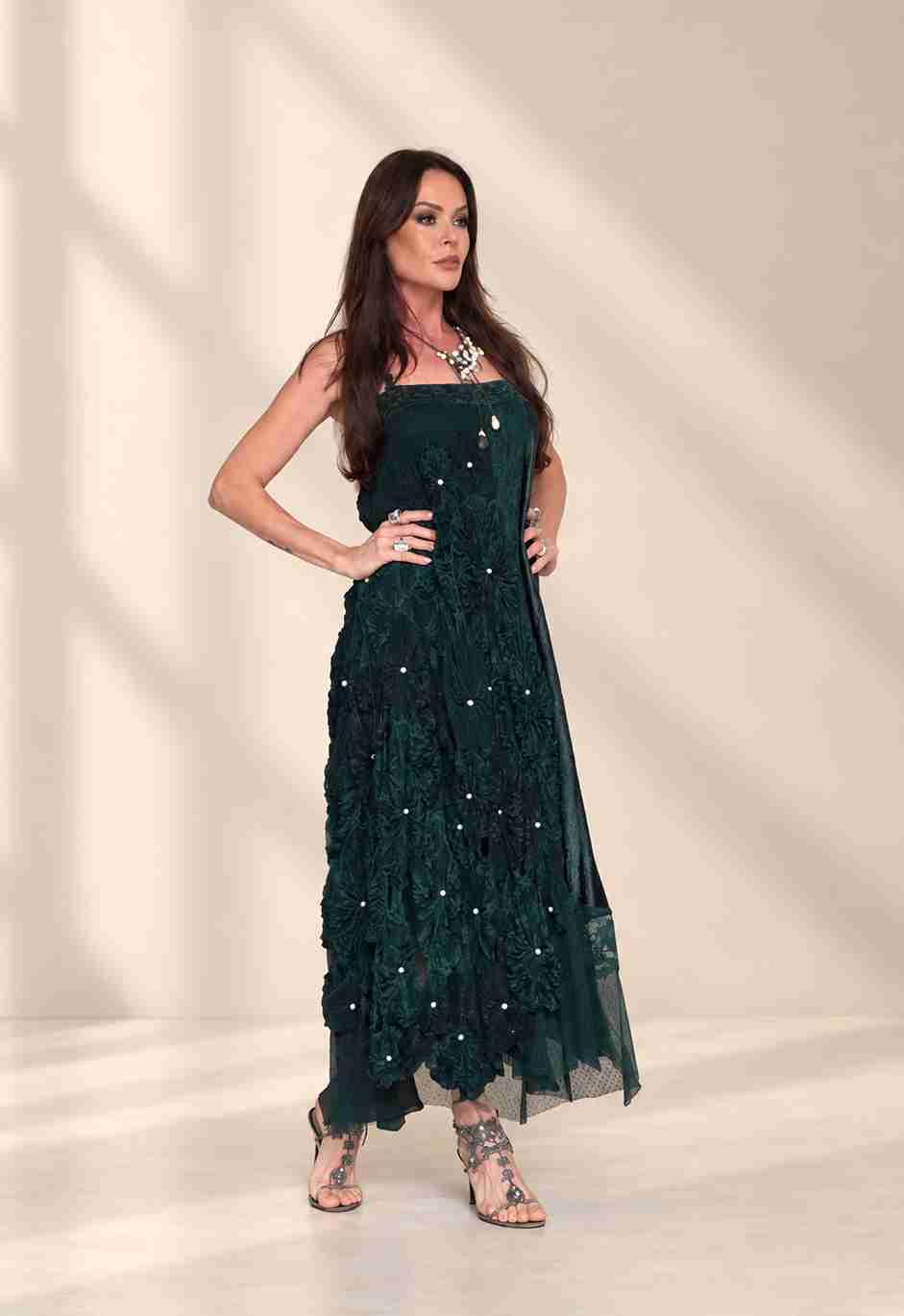 vestido midi alcinha saia fuxico - Imagem 6