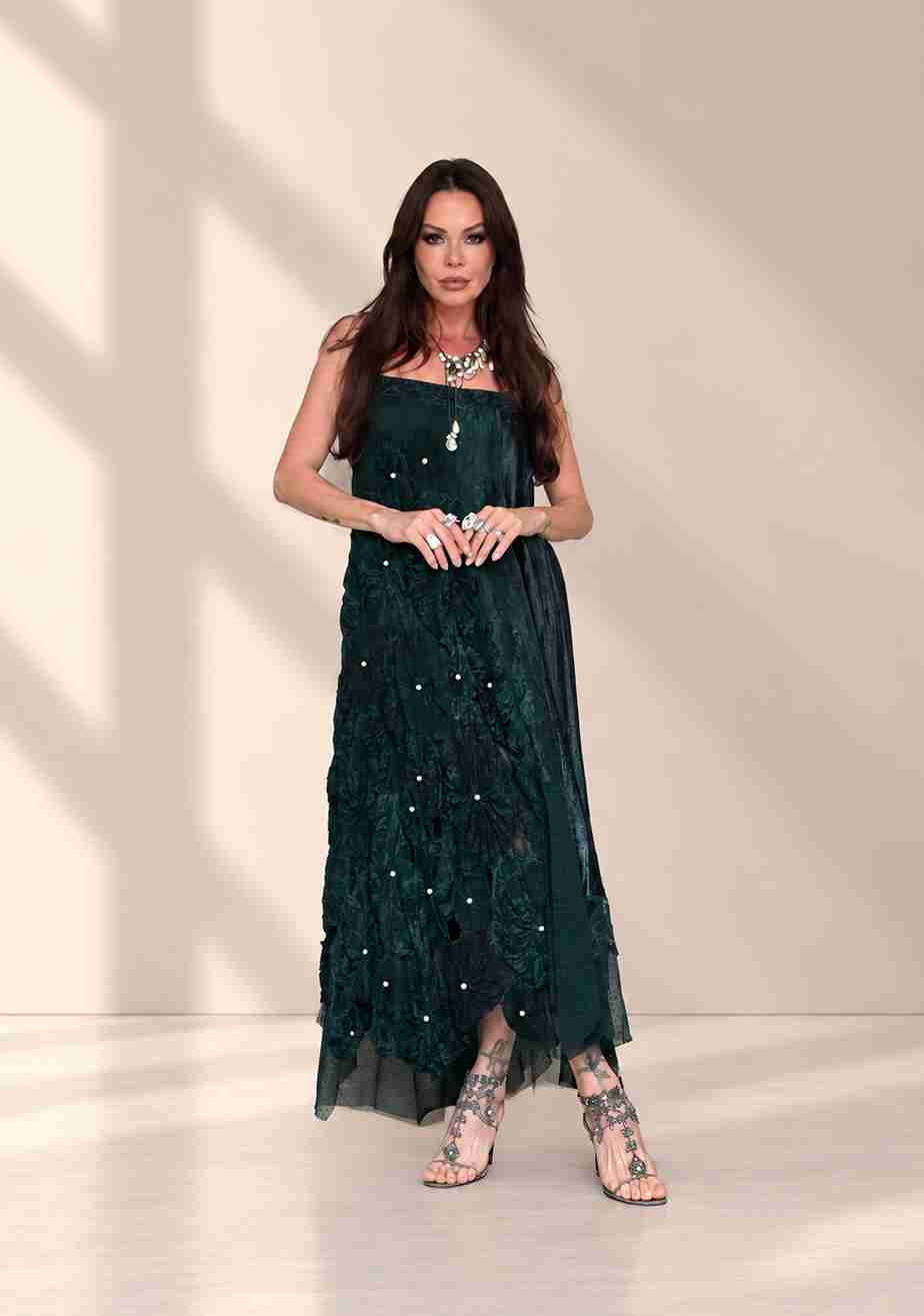 vestido midi alcinha saia fuxico - Imagem 8