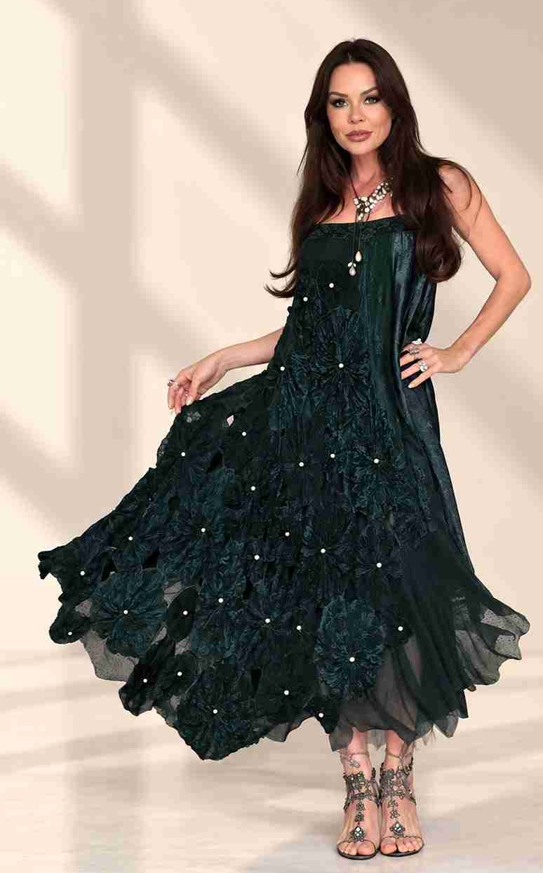 vestido midi alcinha saia fuxico