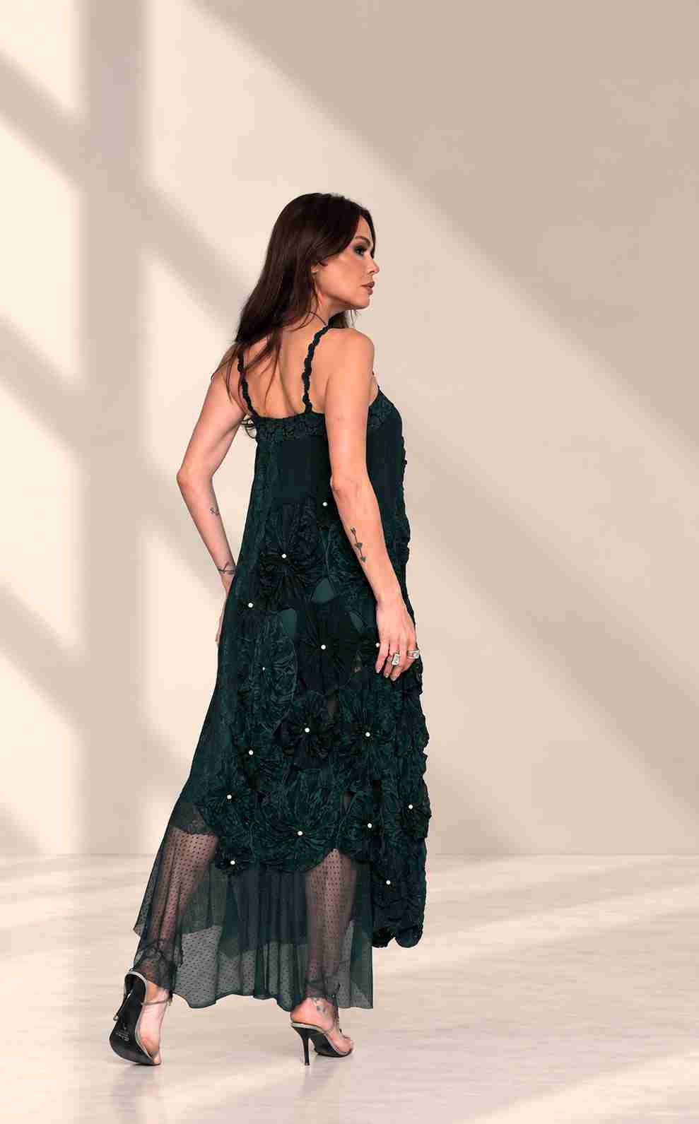 vestido midi alcinha saia fuxico - Imagem 5