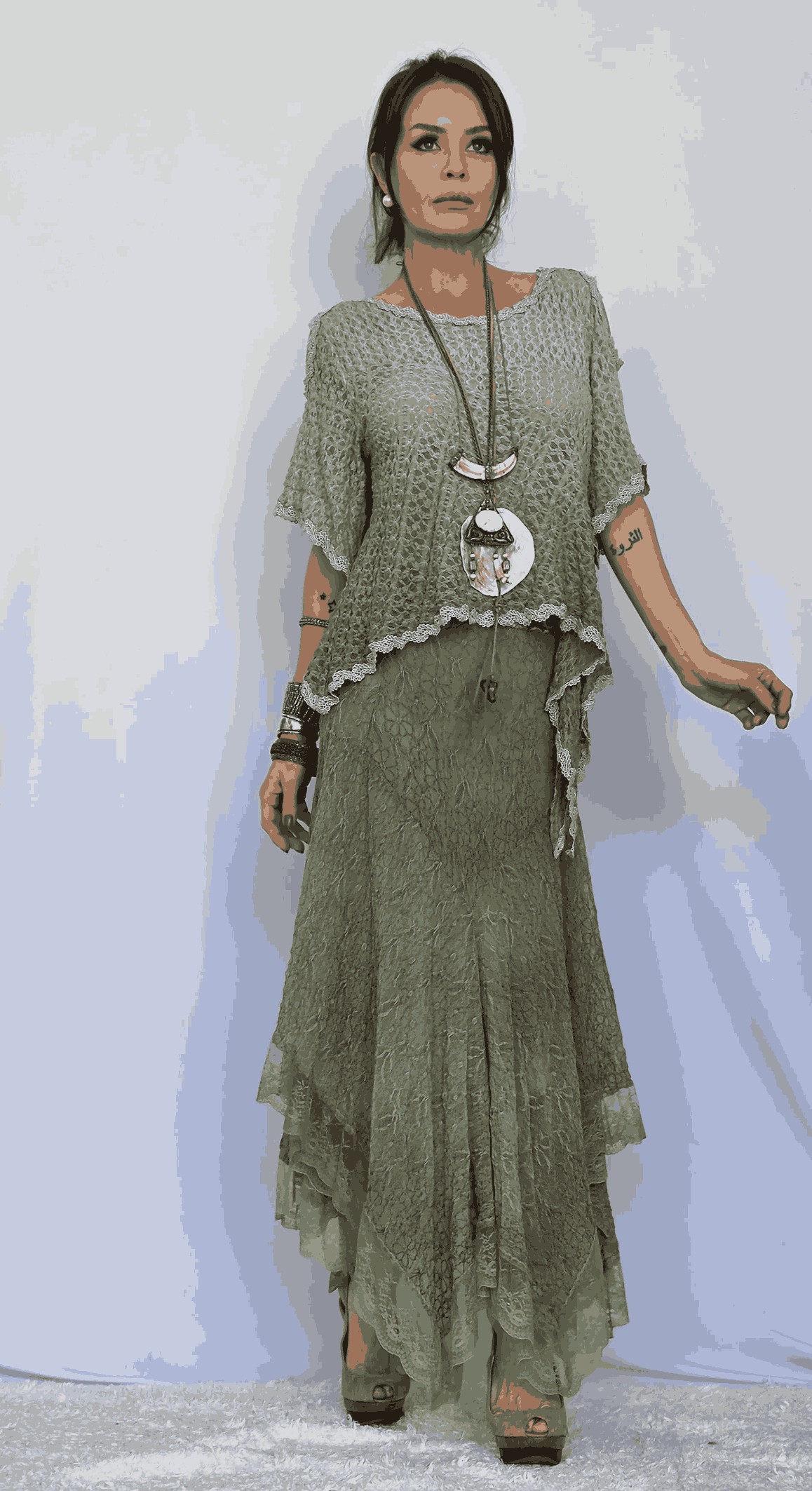 conjunto saia midi ombro vazado - Imagem 4