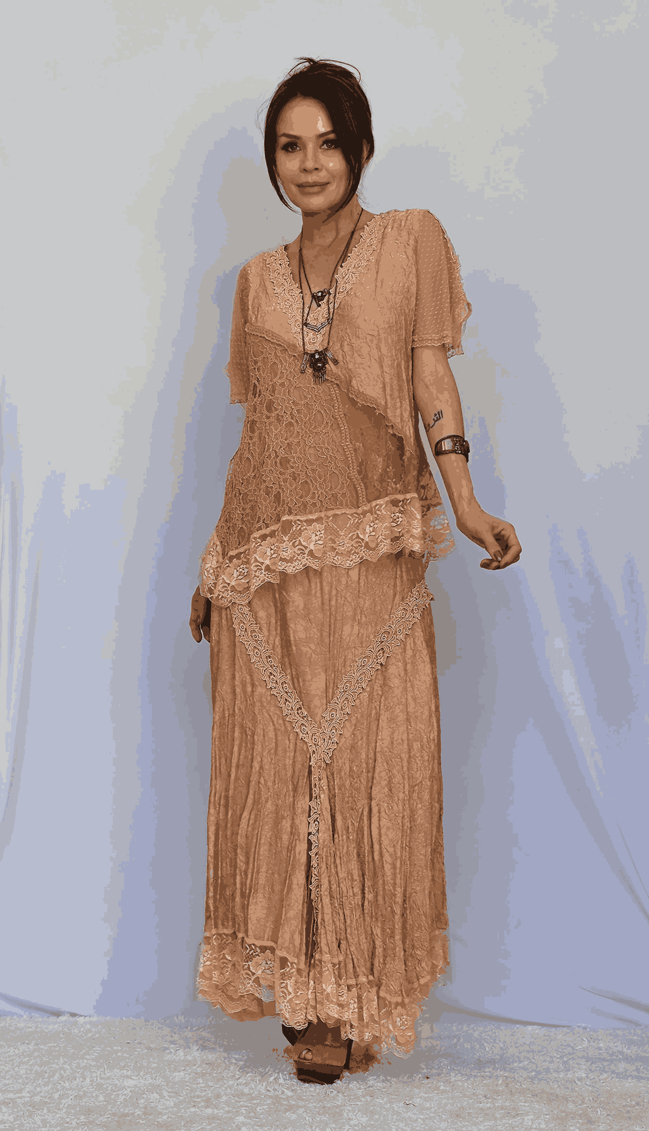conjunto de saia renda boho laranja - Imagem 6